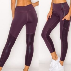 Deep Violet Purple Orchid Active Leggings Tights NWT